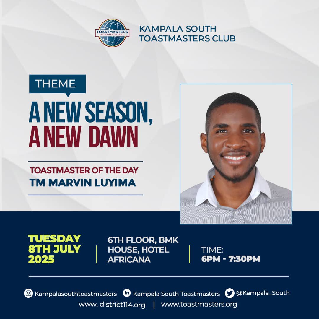 📣*A NEW SEASON, A NEW DAWN!*
We’re excited to welcome you to our first official meeting of the new Toastmasters year!

📅 Tuesday, 8th July 2025
📍 6th Floor, BMK House, Hotel Africana
🕕 6:00 PM – 7:30 PM

Come connect and grow with us.

#anewera 
#LeadershipDevelopment