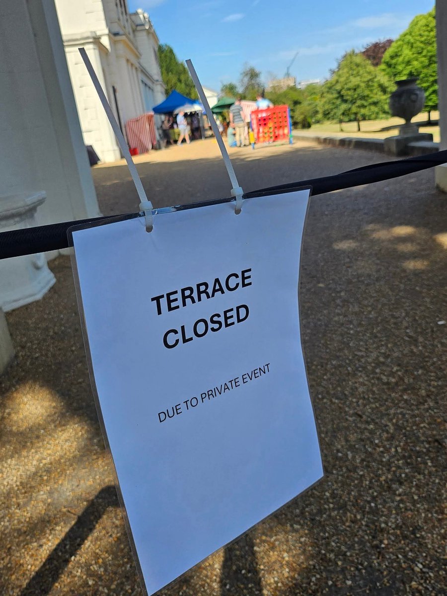 Not satisfied with turning #GunnersburyPark into a Summer long rave venue, the CIC now privatises a terrace outside the museum and to hell with the community and folks who walk there daily. #enoughisenough #monetisingmisery #savegunnersburypark