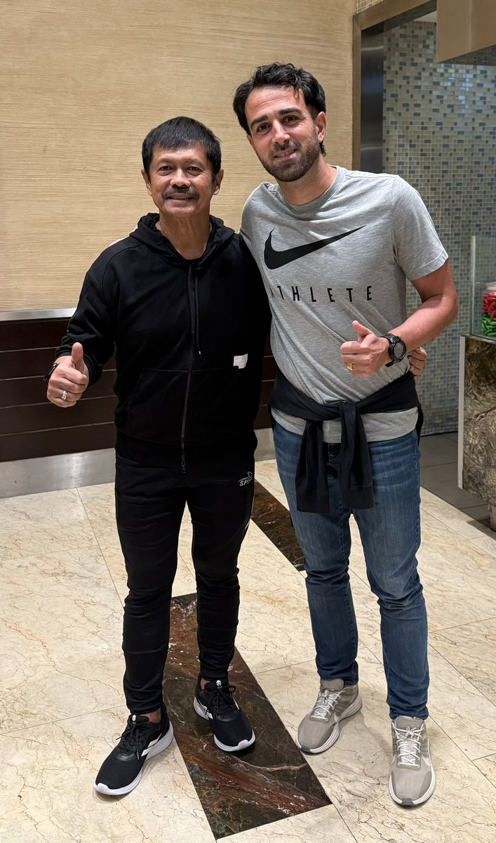 📸 *A moment of reflection and respect* 🇮🇩⚽  
**Great honors** to share this photo with the legendary Indonesian football coach, **Mr. Indra Sjafri**.  
Many memories flood back from my time coaching in Indonesia with **PSIS Semarang**