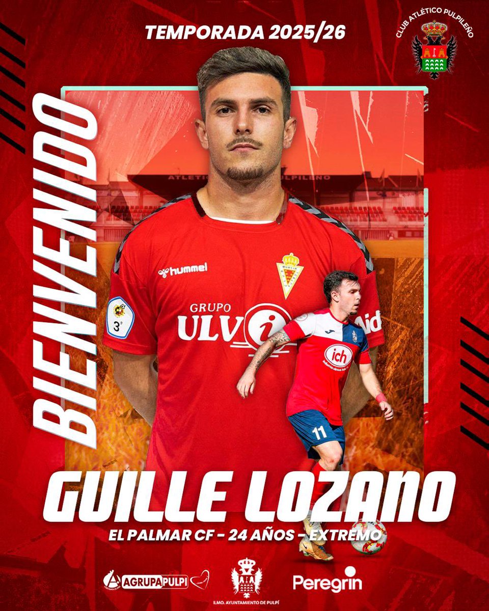 𝐎𝐅𝐈𝐂𝐈𝐀𝐋 | Guille Lozano

✍🏻 El extremo murciano, Guille Lozano, se incorpora al Club Atlético Pulpileño para aportar desborde y verticalidad al frente de ataque ⚔️

¡Bienvenido, <a href="/Guille_lozano7/">Guille Lozano</a>!🍀

#VamosPulpileño 🔴⚫️