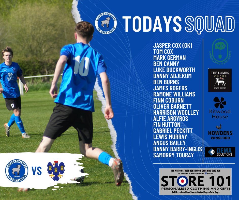 A chance for a first look at some of the new lads for Dan Hughes as we take on Northwich Victoria FC!⚽️🐑

🆚 - <a href="/NorthwichVicsFC/">Northwich Victoria F.C</a> 
⏱️- 3PM Kick Off
🏟️ - Park Stadium, CW9 7PJ
🎟️- £3 Adults, £1 Concessions
🎙️- Today’s game proudly brought to you by <a href="/store1011/">store 101</a> 

#TheGreyLambs