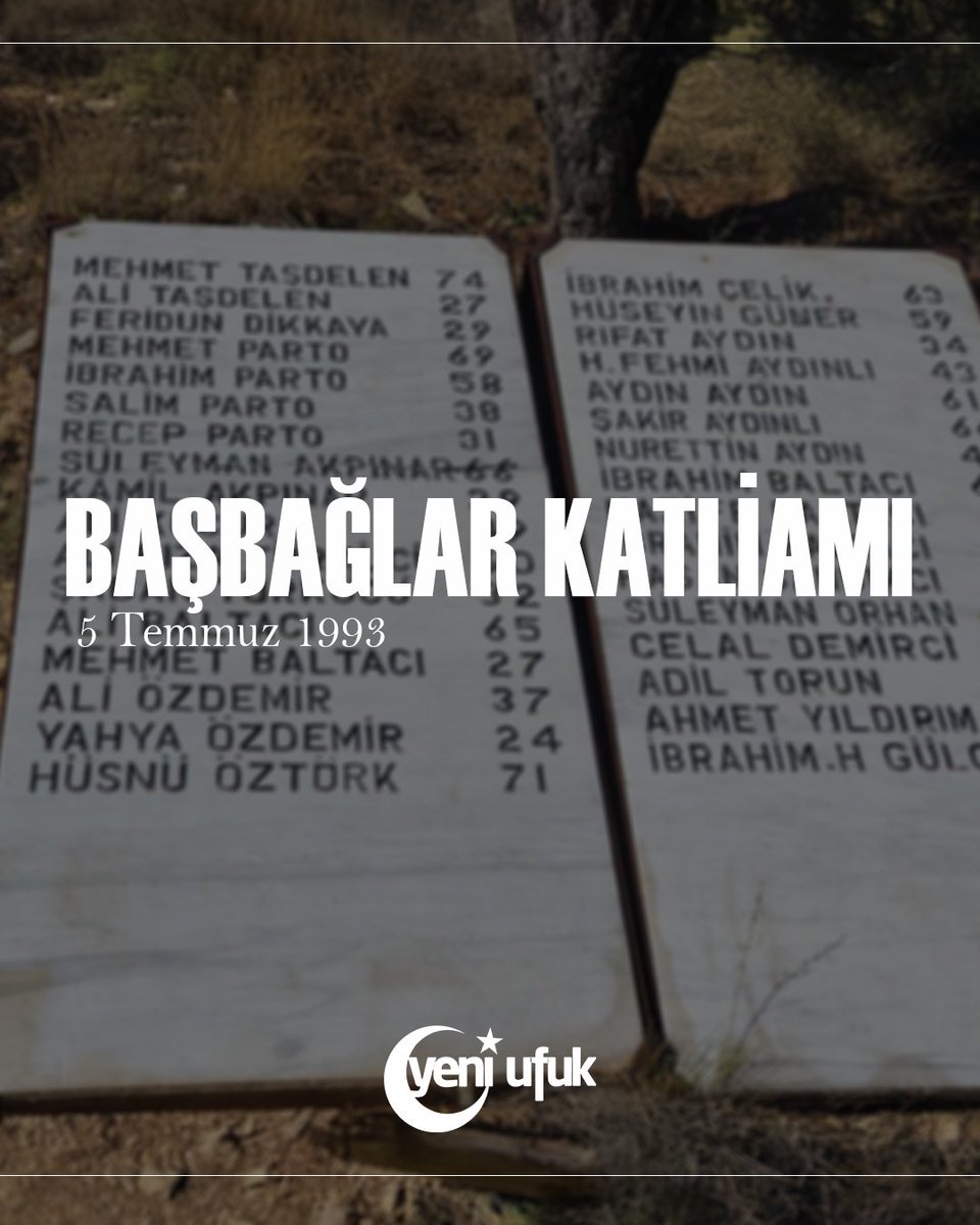 5 Temmuz 1993’te, Erzincan’ın Başbağlar köyünde hain terör örgütü PKK tarafından gerçekleştirilen saldırıda şehit düşen 33 vatandaşımızı rahmetle anıyoruz.

#yeniufukdergisi #başbağlarkatliamı