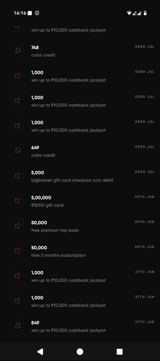meefukun's tweet photo. @CRED_support 5 Lakh coins are incorrectly debited on 30th June for some gift card i did not buy. Please investigate and provide the gift card or refund the coins. https://t.co/rJhHWNUABv