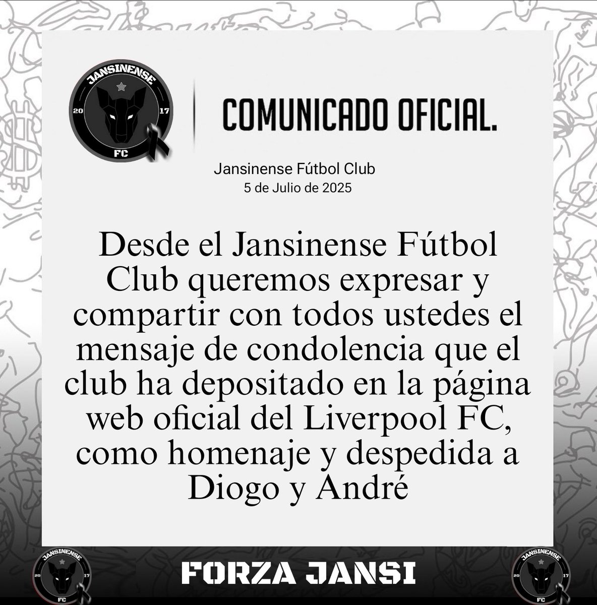 Comunicado oficial. 
Official Statement. 
Diogo Jota &amp; André
