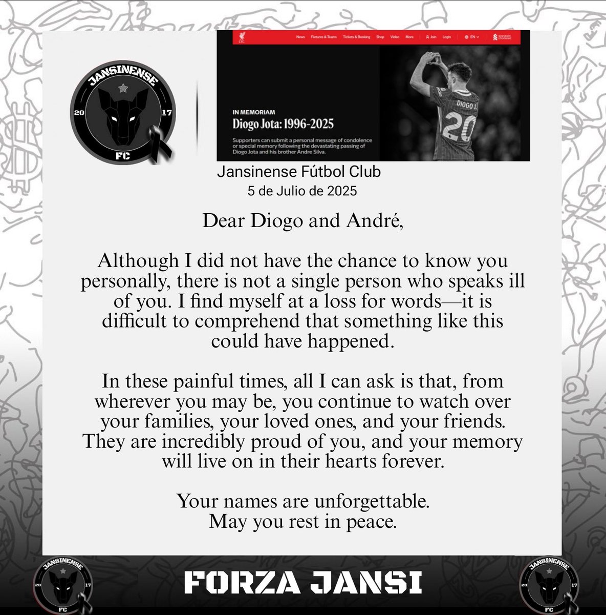 Letter of condolence.