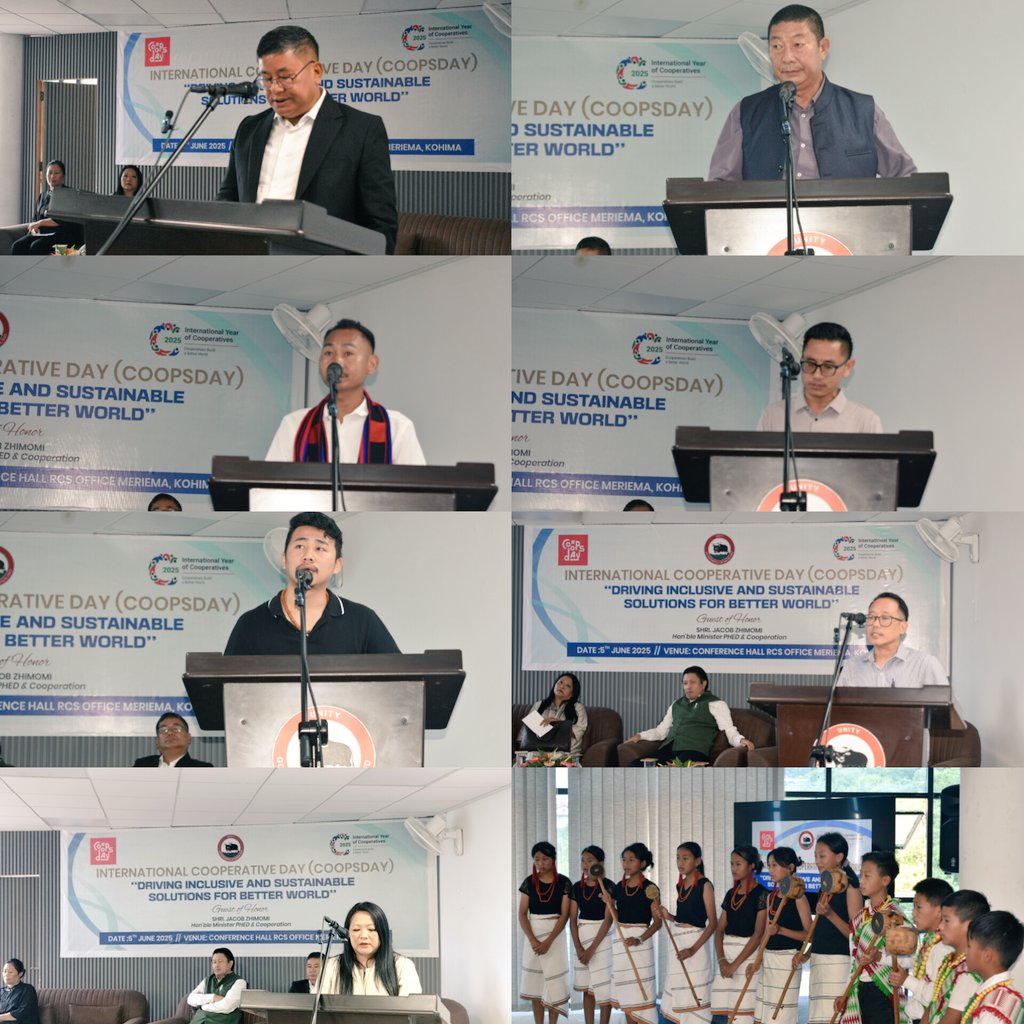 Hon’ble Minister for PHED &amp; Cooperation Shri <a href="/jacob_zhimomi/">Jacob Zhimomi</a> ji addressed the International Cooperative Day #CoopsDay celebration in Kohima today under the theme “Cooperatives: Driving Inclusive and Sustainable Solutions for a Better World.”
Under the visionary leadership of