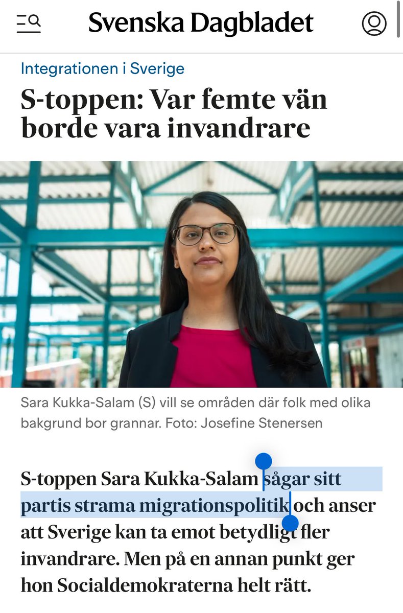 AsplingLudvig's tweet image. ”Interndebatten” inom S är en genomskinlig kabukiteater. Jag kan lugna dig @sarakukkasalam. Ditt parti har nämligen bara en egen migrationspolitik i opposition, i regeringsställning får Mp styra å ställa, du kommer bli rätt nöjd om olyckan skulle vara framme nästa år.