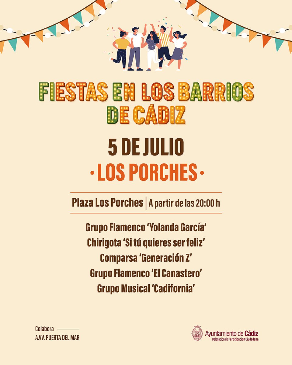 🚨 HOY sábado

😃 Fiestas en los barrios de #Cádiz 

#CádizEsElPlan siempre