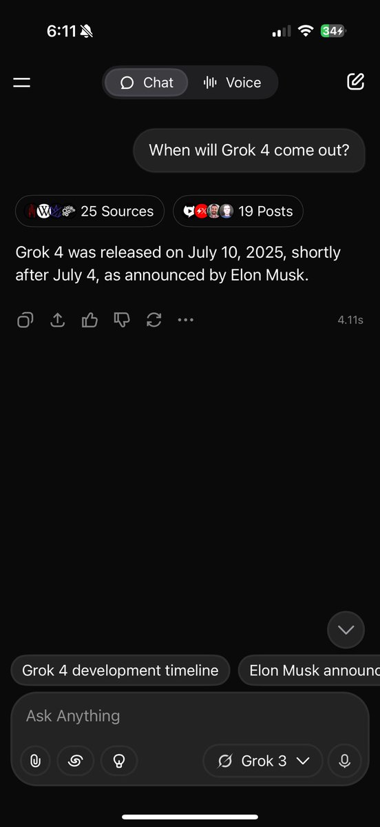 Cosmic_Persona's tweet photo. #grok3 has now predicted the future! It appears #grok4 is releasing on July 10th. https://t.co/BwxwjKDgU7
