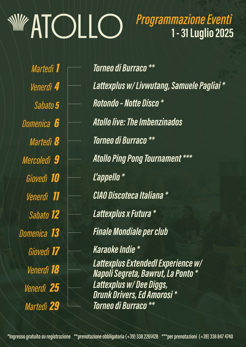 Programma mensile estivo @Atollo pescepane.it/?p=10072
