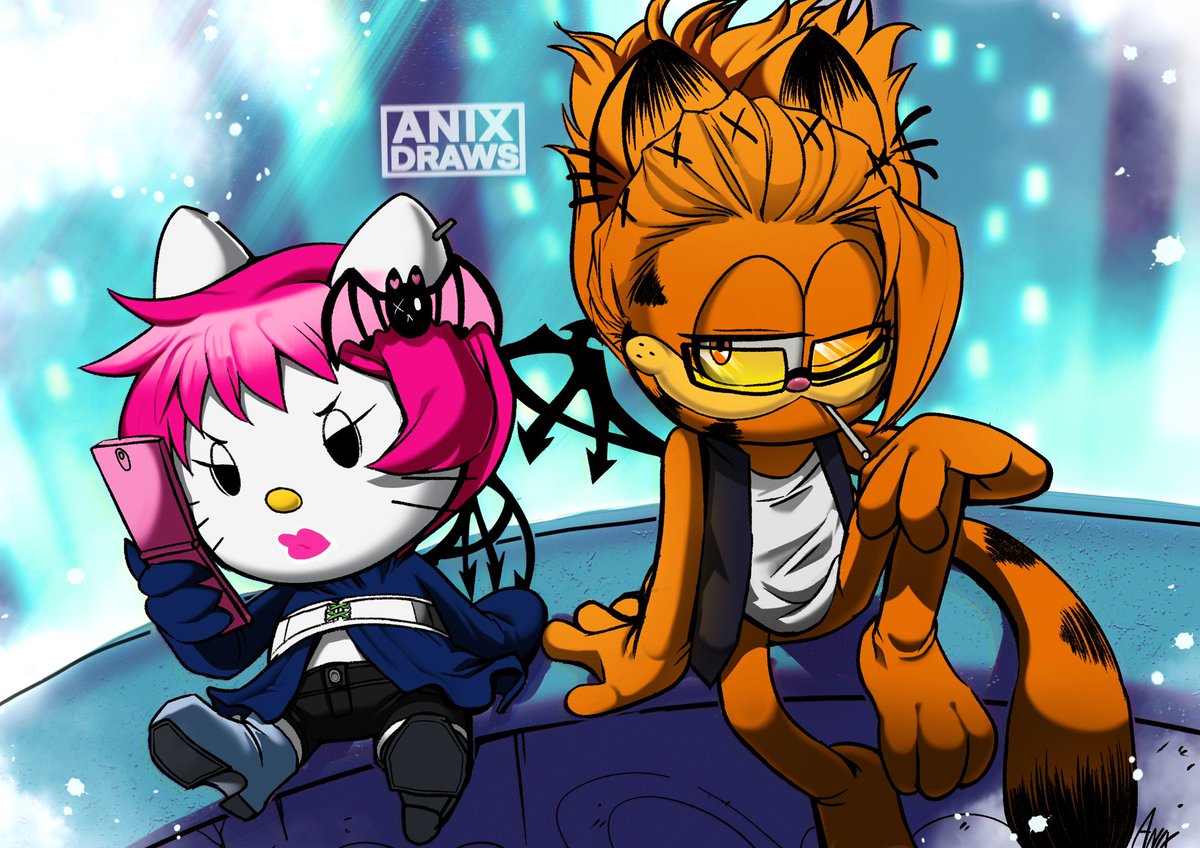 More Karfield doodles, this time with his trusty partner, Hello Uzuki 🫶