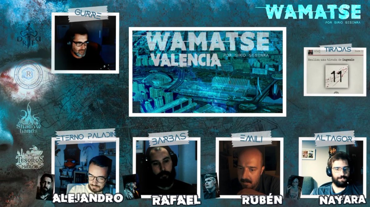 Pues ayer, un GURRE SALVAJE, con mayúsculas, nos llevó la primera sesión de WAMATSE. No pude salir con mejores sensaciones (y con un nudo en el estómago). Tb fue un gustazo compartir mesa por primera vez con Barbas y con Pablo. Y como no, con Altagor. ¡Mesaza! ¡Quiero más! 🩸