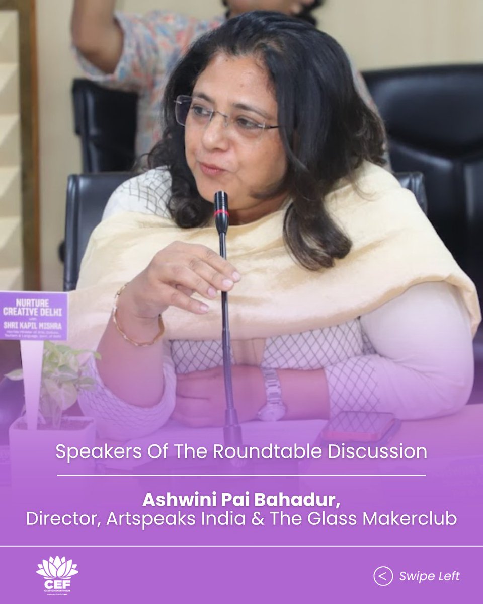 Creative Economy Forum (@cef_india) on Twitter photo Thank you to <a href="/AshwiniBahadur/">Ashwini Pai Bahadur</a>, Director at Artspeaks India & Glass MakerClub, for her insightful contribution at the Roundtable. Her creative vision added great value to Delhi’s emergence as a Creative Capital. Organized by <a href="/CEF_india/">Creative Economy Forum</a> #CreativeEconomyForum #CEF <a href="/supriasuri/">SU</a> Thank you to <a href="/AshwiniBahadur/">Ashwini Pai Bahadur</a>, Director at Artspeaks India & Glass MakerClub, for her insightful contribution at the Roundtable. Her creative vision added great value to Delhi’s emergence as a Creative Capital. Organized by <a href="/CEF_india/">Creative Economy Forum</a> #CreativeEconomyForum #CEF <a href="/supriasuri/">SU</a>