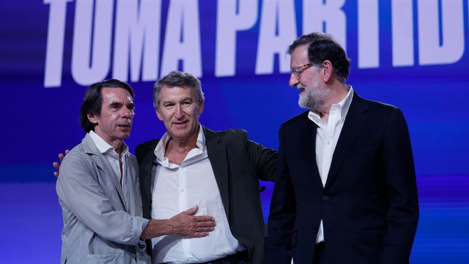 Feijóo, el amigo del Narco, ha invitado al Congreso del PP a Aznar, el de los ministros encarcelados, y a Rajoy, el "M." de los papeles de Bárcenas.

Sabéis a quién no ha llevado? A Pablo Casado, que denunció la corrupción del hermano de Ayuso. A Ayuso sí.

Regeneración.