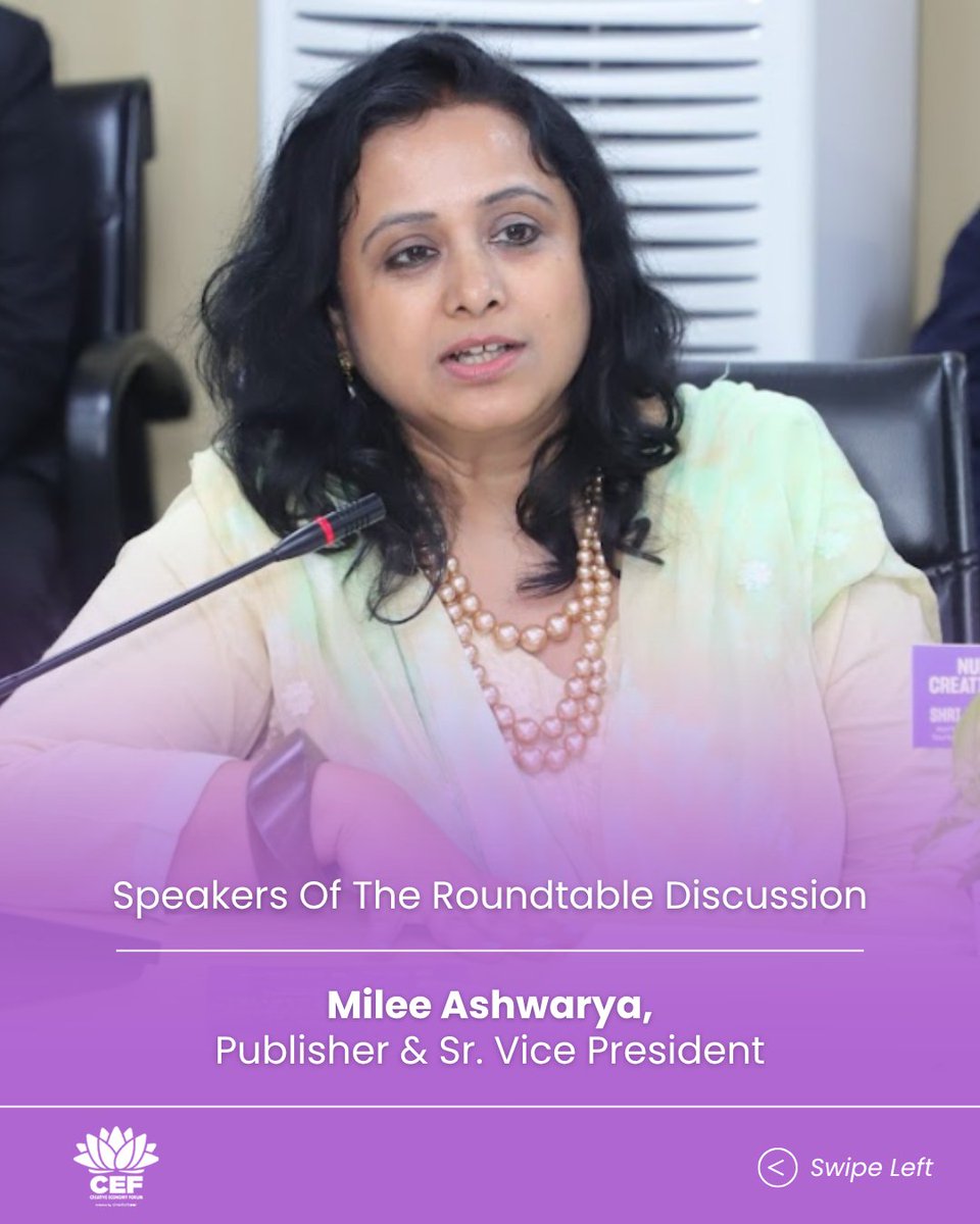 Creative Economy Forum (@cef_india) on Twitter photo Grateful to Milee Ashwarya, Publisher & Sr. Vice President of Penguin, for sharing her valuable insights at the Roundtable. Her vision supports Delhi’s growing creative economy. Organized by <a href="/CEF_india/">Creative Economy Forum</a>
<a href="/PenguinIndia/">Penguin India</a> <a href="/supriasuri/">SU</a> #CreativeEconomyForum #CEF Grateful to Milee Ashwarya, Publisher & Sr. Vice President of Penguin, for sharing her valuable insights at the Roundtable. Her vision supports Delhi’s growing creative economy. Organized by <a href="/CEF_india/">Creative Economy Forum</a>
<a href="/PenguinIndia/">Penguin India</a> <a href="/supriasuri/">SU</a> #CreativeEconomyForum #CEF