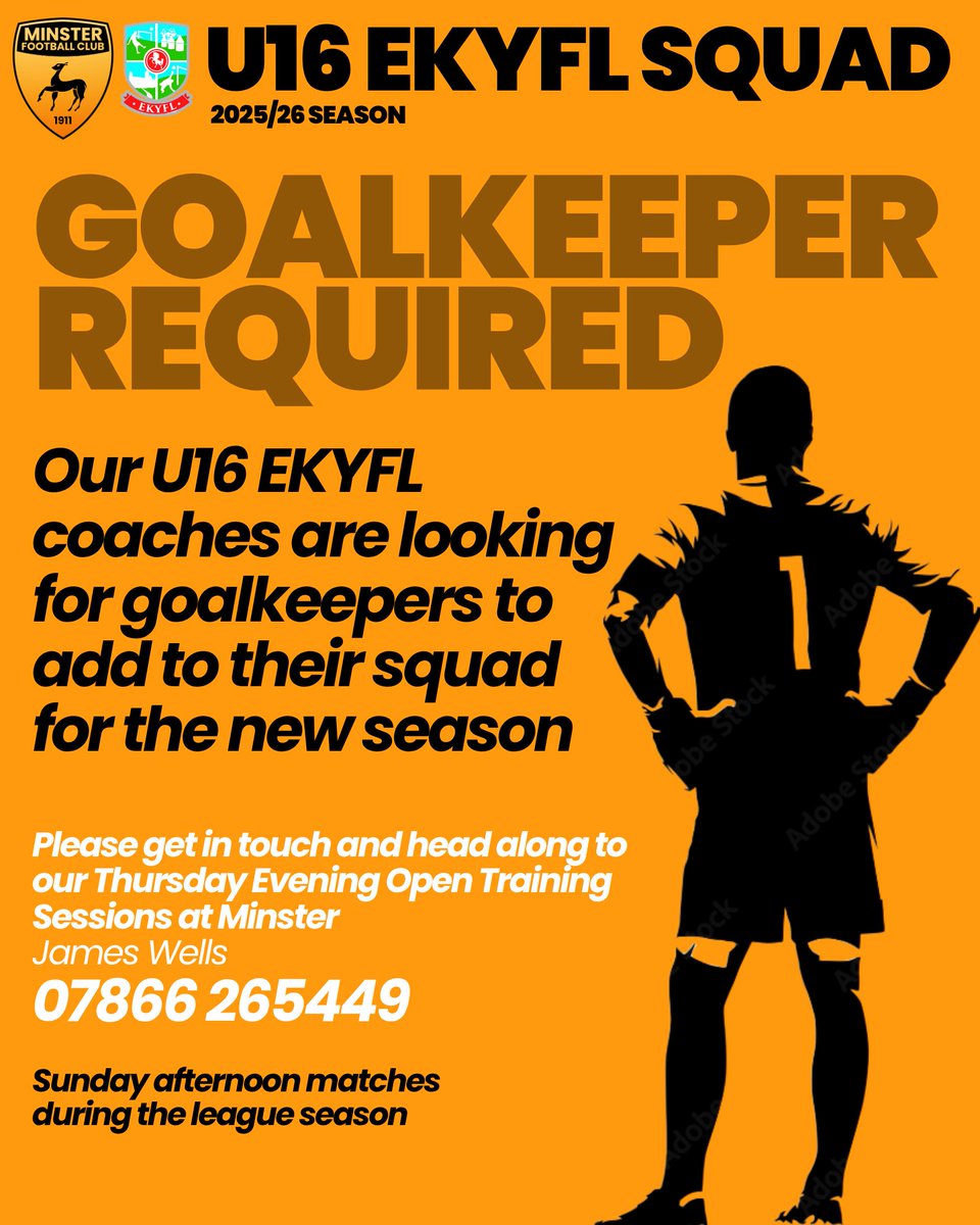 Minster FC (@minsterfc1911) on Twitter photo OPEN TRAINING FOR U16 BOYS SQUAD
<a href="/EKYFL/">The East Kent Youth Football League</a>
#mcmxi #minsterfcyouth OPEN TRAINING FOR U16 BOYS SQUAD
<a href="/EKYFL/">The East Kent Youth Football League</a>
#mcmxi #minsterfcyouth