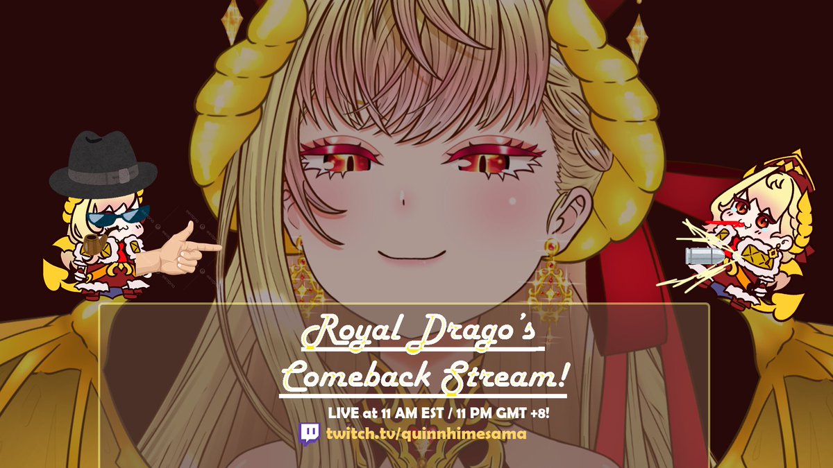 💖💖✨✨ROYAL DRAGO IS BACKKKK!!✨✨💖💖

AND SHE IS STREMING IN AN HOUR!
NO MORE HOLIDAY, NO MORE REST
JOIN OR YOU'LL BE ON ROYAL DRAGO'S NAUGHTY LIST! (you don't wanna know what happens if you're in it mwehehehe)

twitch.tv/quinnhimesama