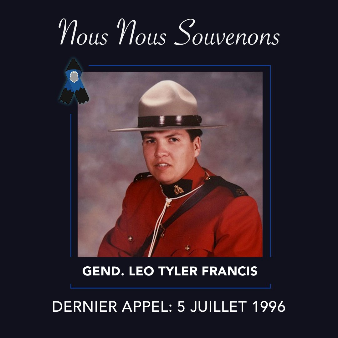 Nous nous souvenons du gend. Leo Tyler Francis, qui est décédé à Oromocto, au Nouveau-Brunswick, après s’être accidentellement retrouvé coincé entre une voiture de police et une caravane motorisée. #GRCoublionsjamais