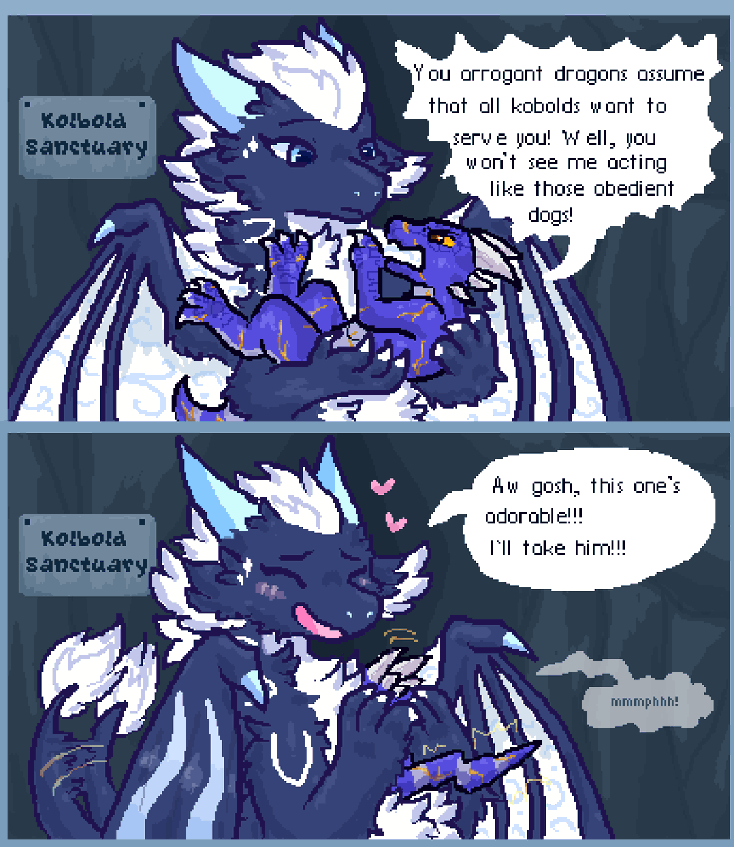 All kobolds love to serve dragons, right?
#dragon #pixelart #comic