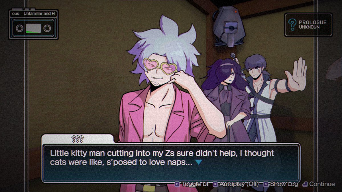 Well, if a two-faced cat decided to cut into my sleep, I'd be a bit annoyed too...

#kumitantei #screenshotsaturday #indiegame