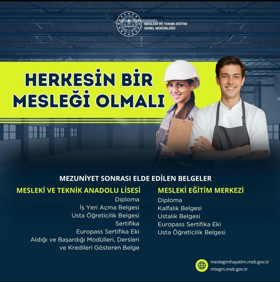 Geleceğe bir adım önde başlıyoruz!
Her bireyin bir mesleği olsun diyerek, meslek liselerimizi sadece okul değil; üretim, beceri ve istihdam merkezine dönüştürüyoruz.
#MeslekLiseleriGüçleniyor #HerkesinBirMesleğiOlsun #GeleceğeHazır
