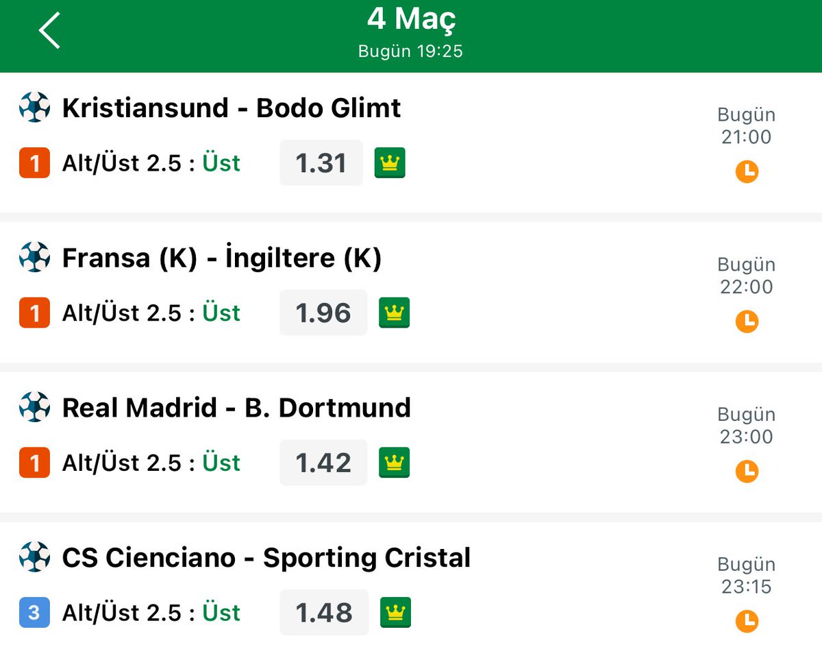 ⚽️Günün 2.5 Üst Gol Kombinesi⚽️