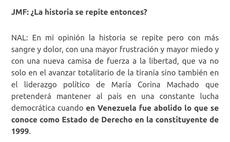 La camisa de fuerza.
Un extracto de una entrevista dada al día siguiente del 28 de julio del año pasado, la pueden encontrar completa en VenezuelaVetada .com y colocar en el buscador  "30/07/2024"