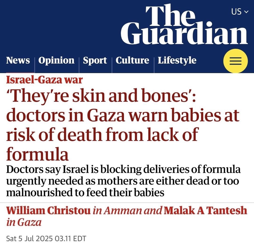 Israel is deliberately starving babies to death in Gaza.

This isn’t war. It’s extermination.