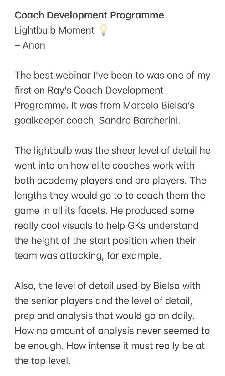 power_ray's tweet image. “The best webinar I’ve been to was one from Sandro Barcherini”@barcherini 

An anon contribution to our lightbulb moments from 🇺🇸 

#CoachDevelopmentProgramme 

5/14