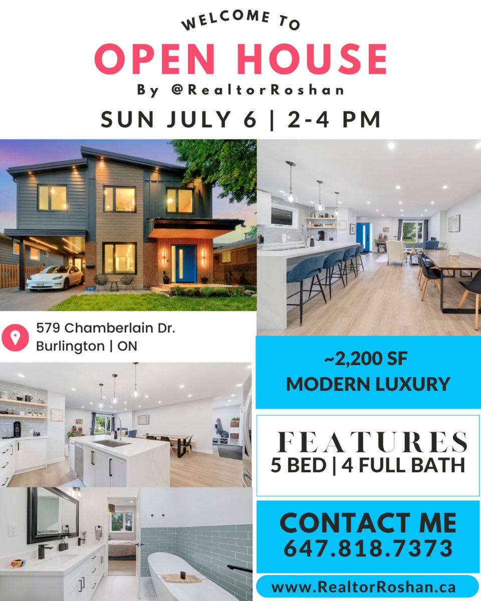 RealtorRoshan's tweet photo. Open House 🏠 
#burlington  #burlon #toronto #torontolife #oakville #brampton #Mississauga #torontorealestate #torontohomes #homesforsale #forsale https://t.co/4WZrRjK00f