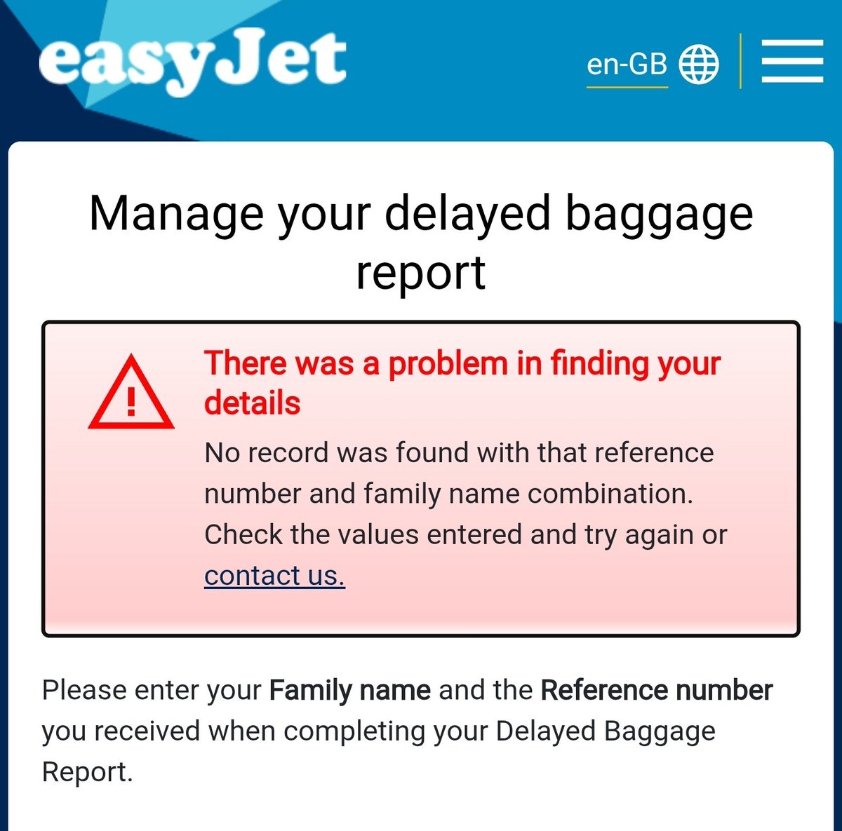 SunnyBriah's tweet photo. @easyJet lost our bag on 01/07.
No support, portal broken, no accountability. Irreplaceable items incl. meds, clothes, GoPro memories, work kit.
Your customer service is a black hole. Fix this!
@Gatwick_Airport @Which_Consumer #easyJetfail #LostLuggage #EC261 #TravelNightmare https://t.co/gF186vq7tv