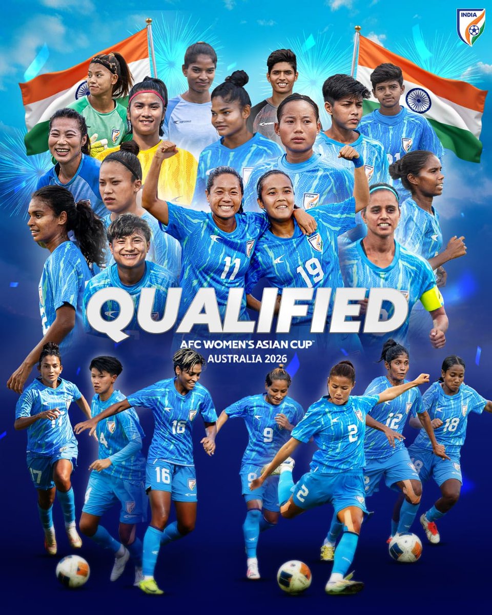 Praful Patel (@praful_patel) on Twitter photo Pride, power, passion!
The #BlueTigresses have secured their spot in the AFC Women’s Asian Cup 2026! Congratulations to <a href="/IndianFootball/">Indian Football Team</a> on this historic achievement. Here’s to making a mark in Australia!
#IndianWomensFootball #IndianFootball Pride, power, passion!
The #BlueTigresses have secured their spot in the AFC Women’s Asian Cup 2026! Congratulations to <a href="/IndianFootball/">Indian Football Team</a> on this historic achievement. Here’s to making a mark in Australia!
#IndianWomensFootball #IndianFootball