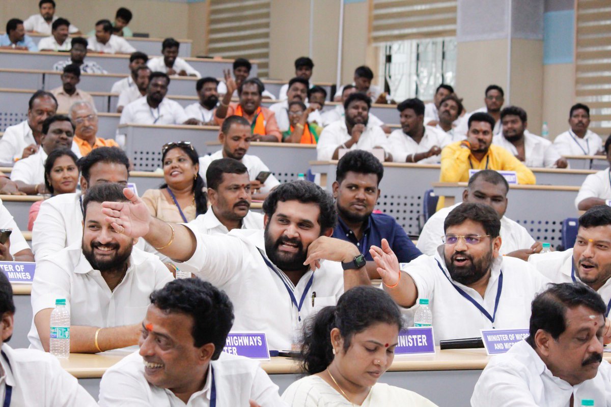 Participated in the Youth Parliament organised by BJYM in Chennai. Had an excellent discussion on many issues. 

Great efforts by Th <a href="/ShivaaBJYM/">Ramesh Shivaa</a> Avl and team.

<a href="/Tejasvi_Surya/">Tejasvi Surya</a> <a href="/NainarBJP/">Nainar Nagenthiran</a> <a href="/annamalai_k/">K.Annamalai</a> <a href="/blsanthosh/">B L Santhosh</a>