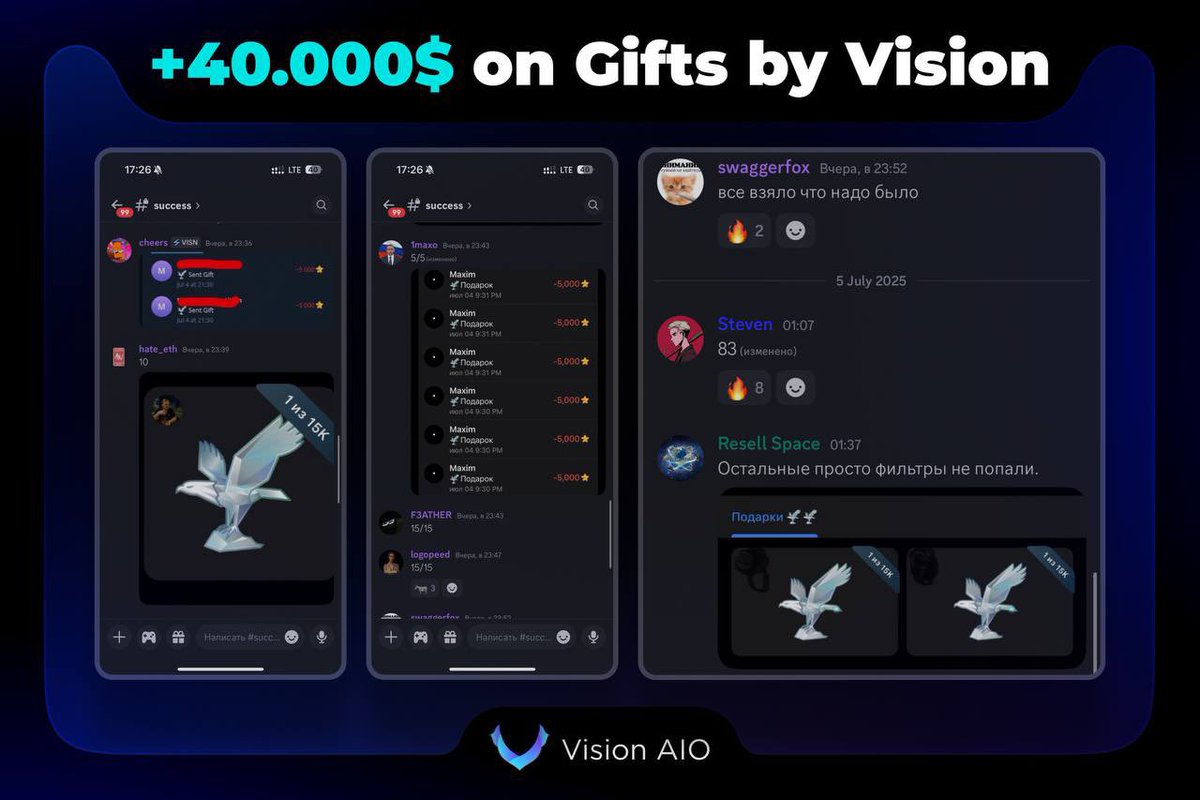 Vision AIO (@vision_aio) on Twitter photo +40.000$ on New Gifts by Vision π
 
And 5X or +300$ per Eagle Gift
While everyoneβs complaining that their public bot didnβt work and they canβt withdraw their stars (R.I.P.)β¦
Vision members grabbed 132 Eagle NFTs through PUBLIC #success posts alone (check here +40.000$ on New Gifts by Vision π
 
And 5X or +300$ per Eagle Gift
While everyoneβs complaining that their public bot didnβt work and they canβt withdraw their stars (R.I.P.)β¦
Vision members grabbed 132 Eagle NFTs through PUBLIC #success posts alone (check here