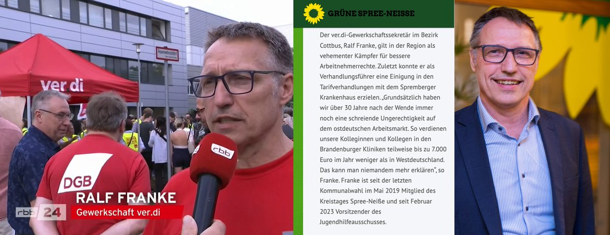 Der im rbb interviewte Gewerkschafter ist ein Grüner.