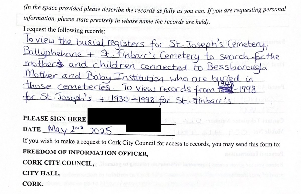 I'm incredibly disappointed by @CorkCityCouncil [CCC] in their handling of my Freedom of Information Request [FOI] and how I am no closer to answers over 2 months later.

I was very clear in what I was after - to examine the burial registers of St. Joseph's &amp; St. Finbarr's...

🧵