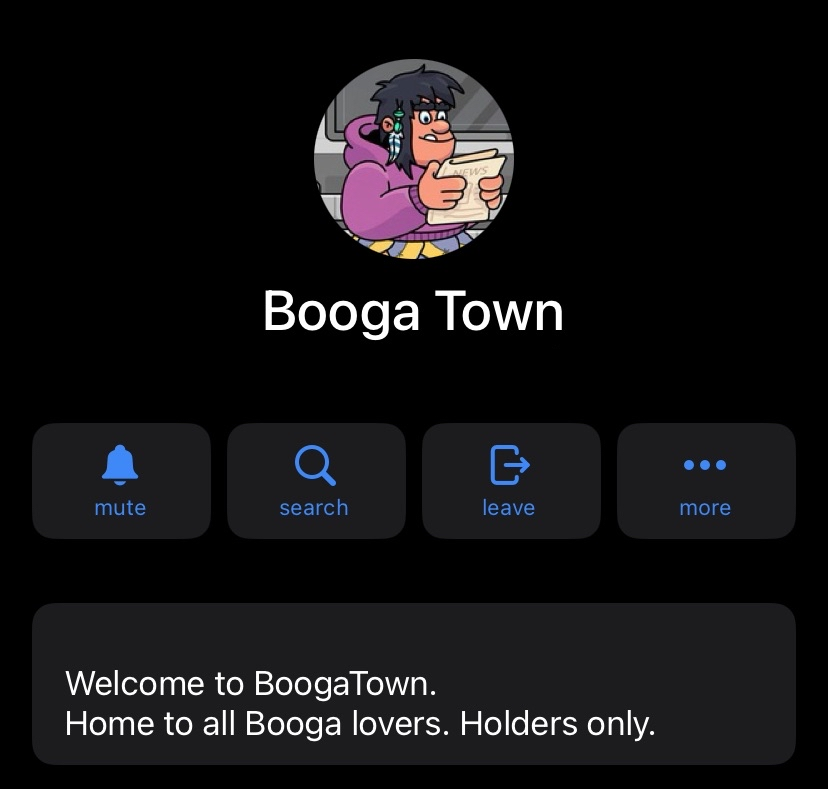 We need all BOOGAS HOLDERS in Telegram!

1⃣ Go to the minting DAPP (link in bio)

2⃣ Hit ACCOUNT ➡️ INVENTORY

Your invite to BOOGA TOWN is there ✅

Powered by <a href="/ProjectX/">Project X</a>, the BoogasSaturn bot ensures only holders can join!

Spread the word; let’s get all Boogas inside 😎