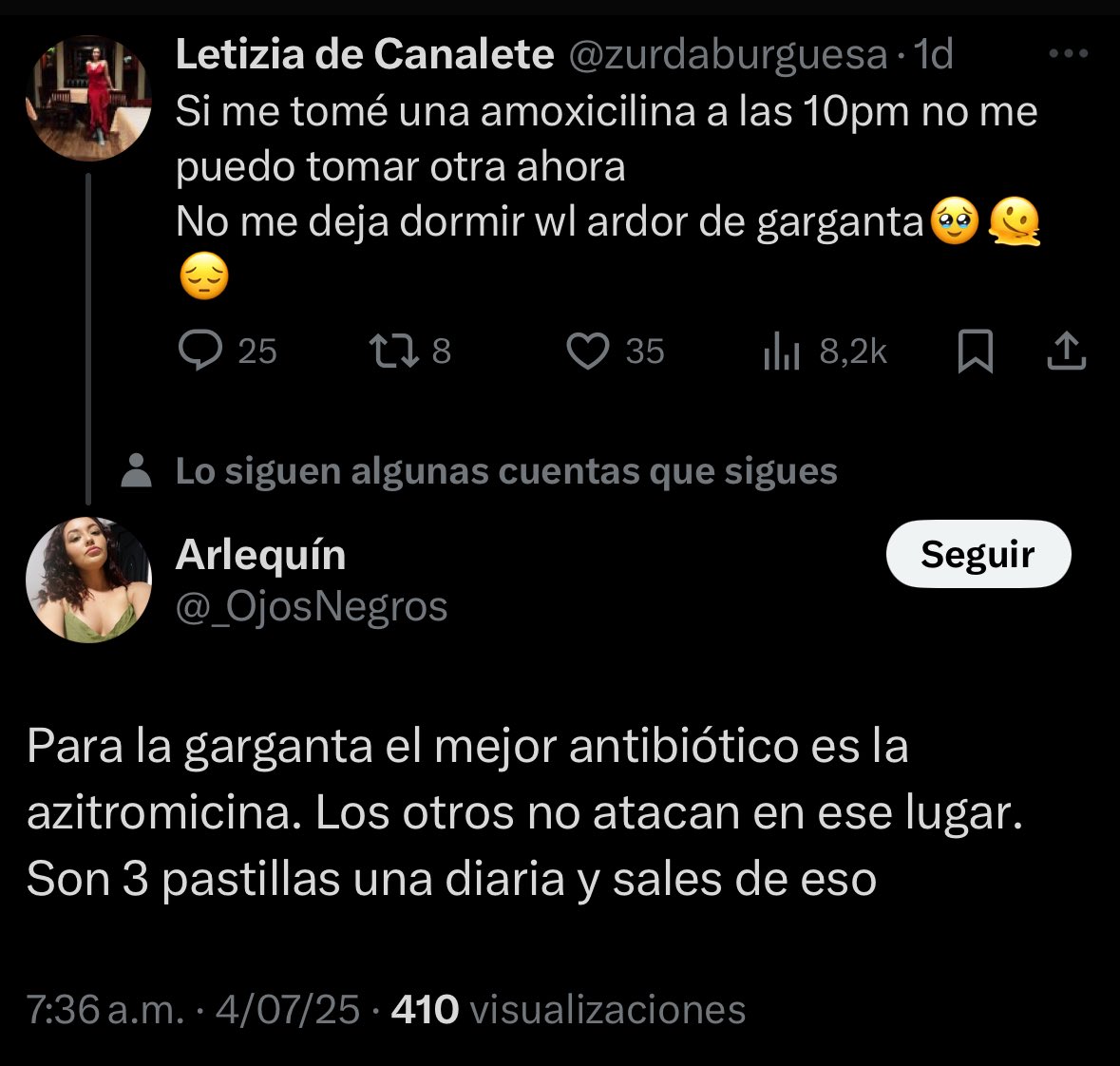 La seguridad con la que la gente habla pendejadas sobre los antibióticos y la medicina no deja de sorprenderme.