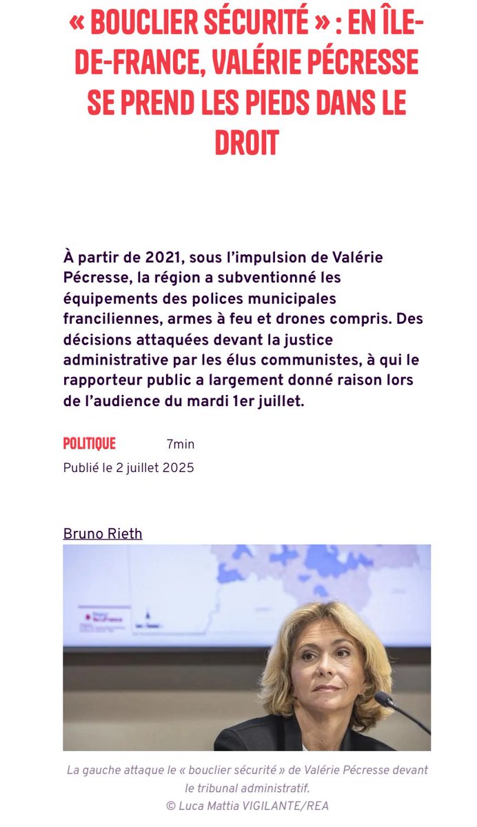 Se déroule une pression contre l’Etat de droit orchestrée par Pécresse et amplifiée par le Ministre de l’intérieur Retailleau.
4 saisines faites par <a href="/GaucheComIDF/">La Gauche communiste écologiste et citoyenne</a> 
et <a href="/laquadrature/">La Quadrature du Net</a> sur le « bouclier sécurité » sont au cœur d’une opération coup de pression.
De quoi parle-t-on ?
⬇️