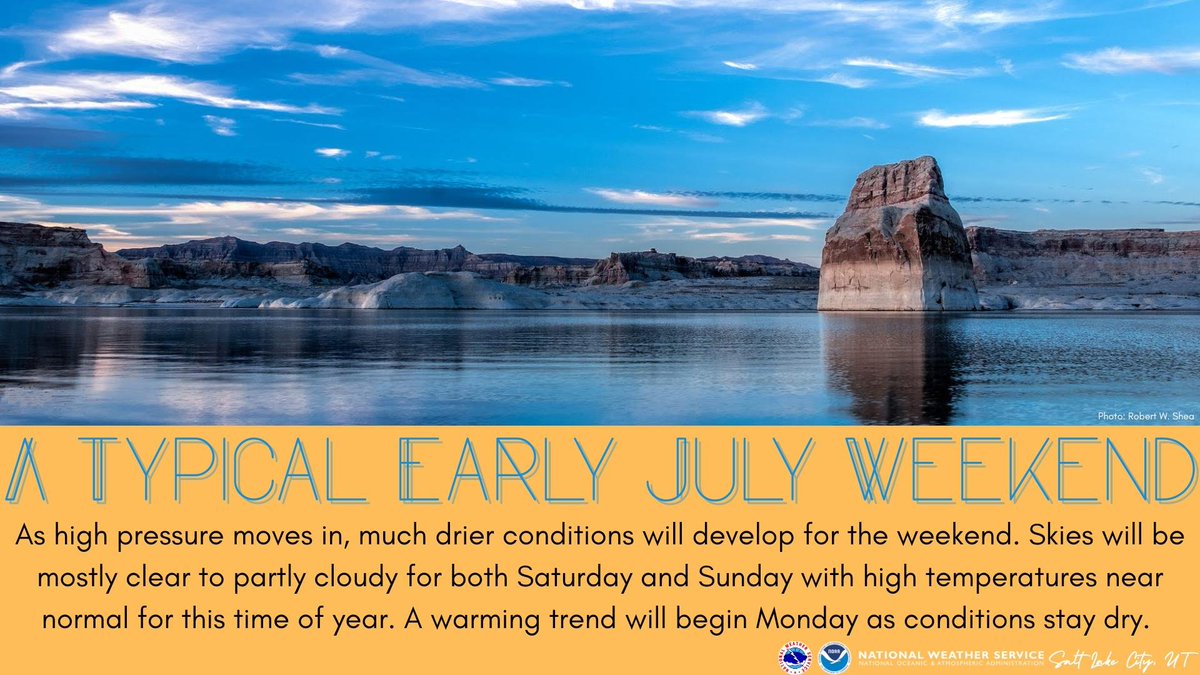 If you're curious as to what an average early July weekend feels like, we have one on tap for you. Temperatures will be near normal for this time of year with mostly clear to partly cloudy skies both Saturday and Sunday. #utwx #wywx