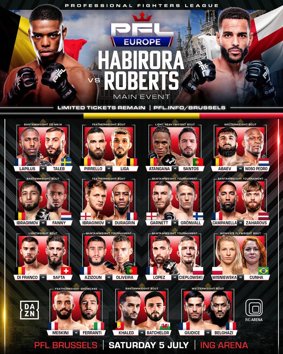 Full look at the PFL Europe card today in Brussels 🔍

#PFLEurope