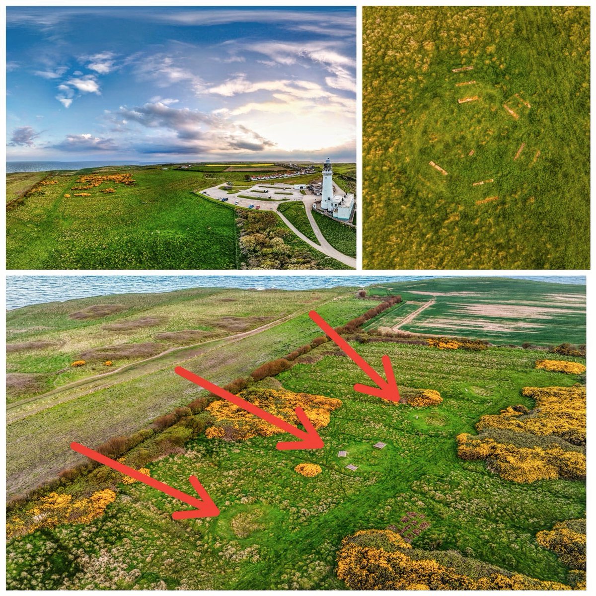 sheppellcoite's tweet photo. Drone views revealing hidden history at Flamborough Head! These anti-aircraft gun remains, once paired with a Chain Home Low radar station, silently guard the coast. A powerful glimpse into our past.
#Flamborough #WWIl #DronePhotography #History #YorkshireCoast https://t.co/CUBEJq4YMx