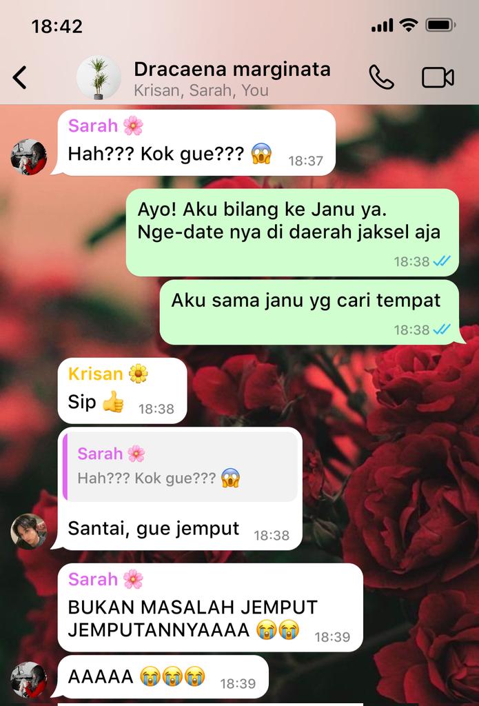 pingumerah's tweet photo. Double date: Abs or Biceps 
—an au from #flowerseries 

Janu-Rosa ft Krisan-Sarah https://t.co/W3p9lf9paB