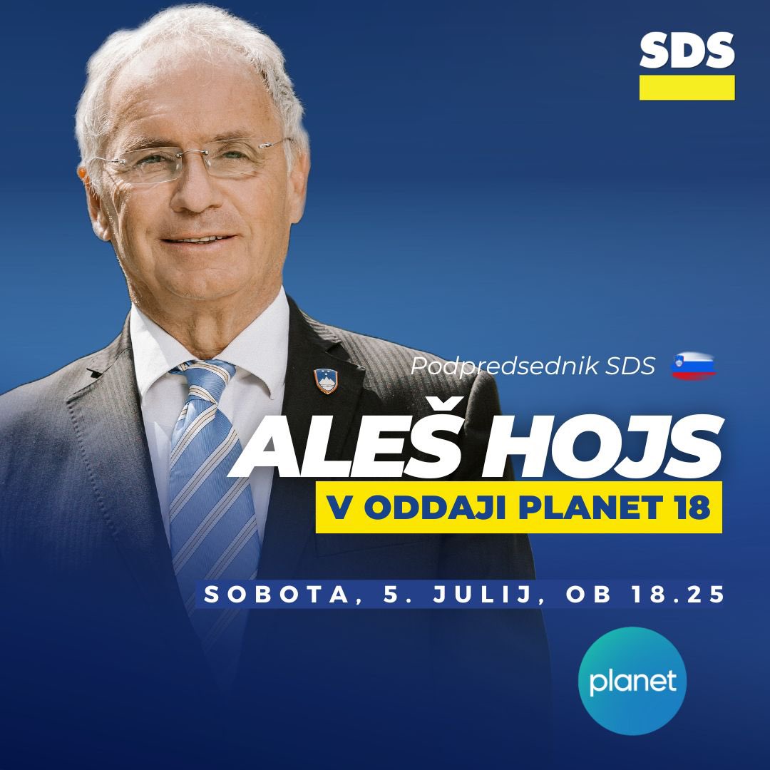 SDS (@strankasds) on Twitter photo 📢 V večerni debati do jasnih odgovorov!
Danes ob 18.25 bo naš podpredsednik <a href="/aleshojs/">Aleš Hojs</a> v oddaji #Planet18 komentiral burno dogajanje okrog referenduma, Nata in dviga obrambnih izdatkov. 
👉 Spremljajte na Planet TV!
#Planet18 #Obramba #AlešHojs #Varnost #SDS #Slovenija 📢 V večerni debati do jasnih odgovorov!
Danes ob 18.25 bo naš podpredsednik <a href="/aleshojs/">Aleš Hojs</a> v oddaji #Planet18 komentiral burno dogajanje okrog referenduma, Nata in dviga obrambnih izdatkov. 
👉 Spremljajte na Planet TV!
#Planet18 #Obramba #AlešHojs #Varnost #SDS #Slovenija