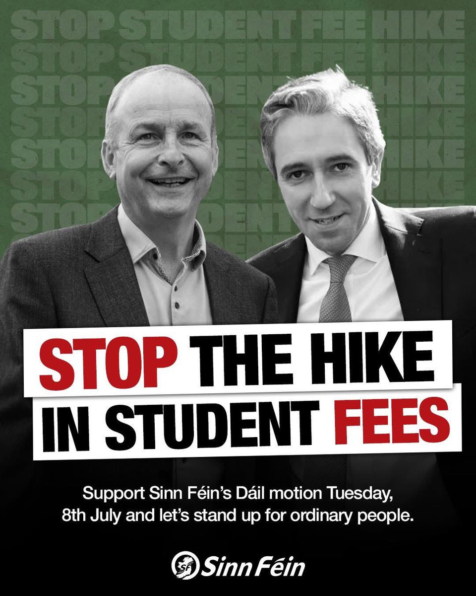 Sinn Féin is bringing a motion to the Dáil to stop Fianna Fáil &amp; Fine Gael’s €1000 hike to student fees. 

Students and their families can’t take this hit. We need to make education affordable. We will fight this unfair hike all the way and ensure people get the support they