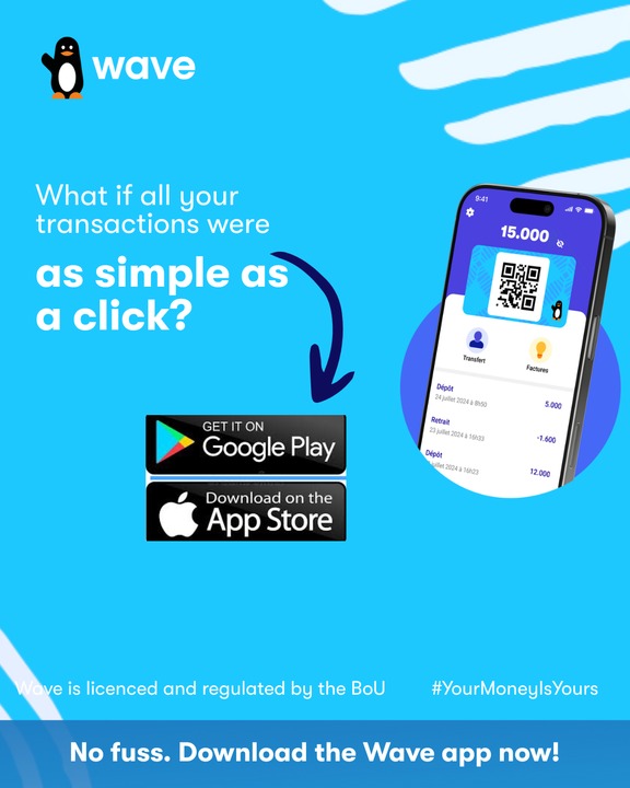 wave_ug's tweet photo. What if sending money was as easy as a click?
What if paying bills took just a second?
What if you could do it all from one simple app?
Well… you can.
Download the Wave app today and turn your “what ifs” into reality.🙌
#WaveApp #WaveUg #YourMoneyIsYours https://t.co/dzuOuJofcb