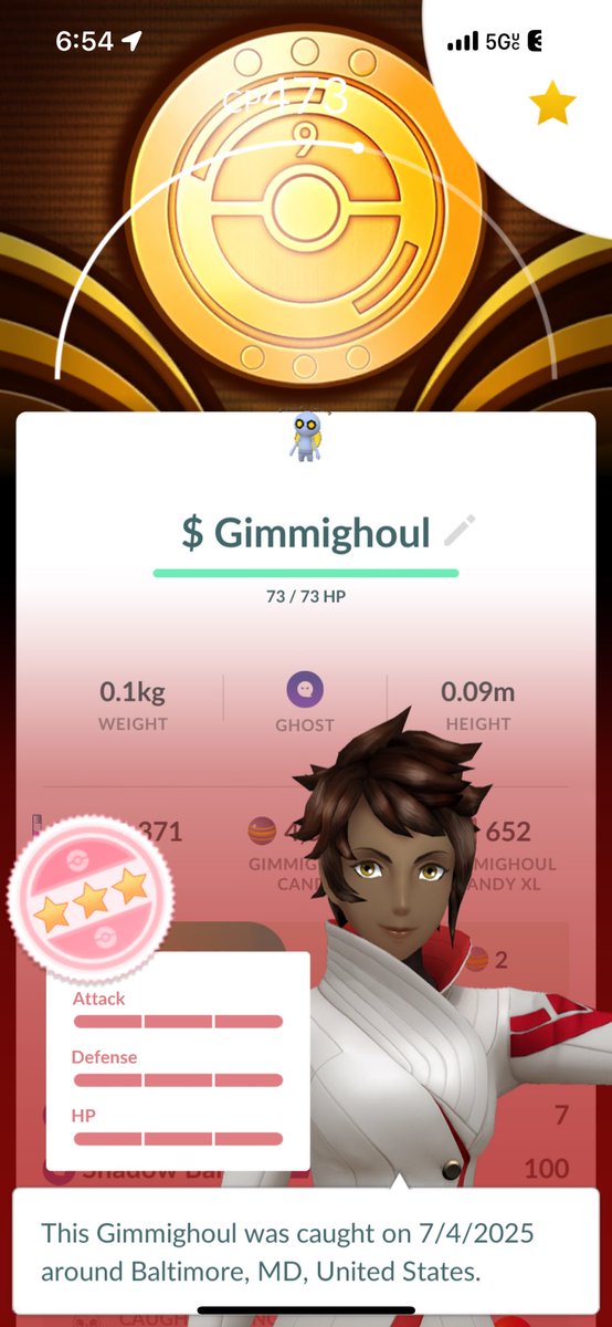 Got my first hundo Gimmighoul annnnnddddd it can’t evolve. 🫠😂