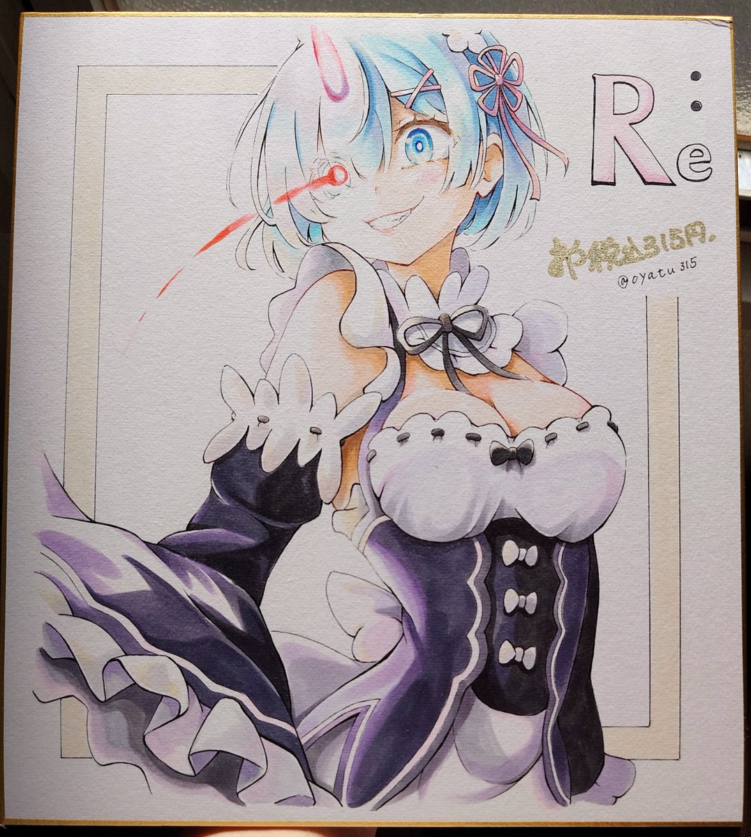 oyatu315's tweet photo. レムのイラスト色紙ᝰ✍️ https://t.co/Ti1uZM7zp9