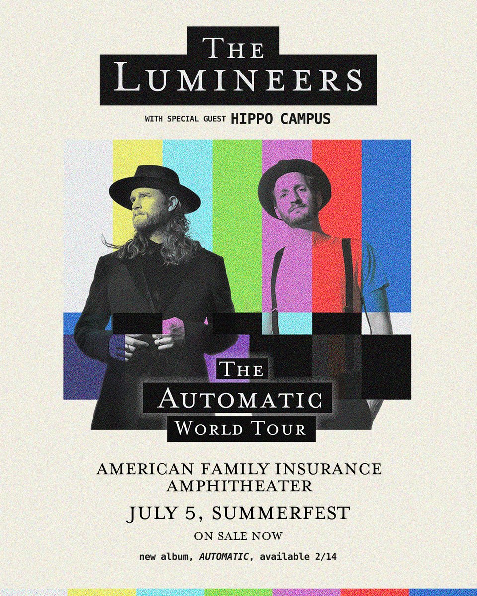 Summerfest's tweet image. Milwaukee! Let's make today count.❤️ Who are you seeing today?👇
Don't miss our @AmFamAmp headliner, @thelumineers with @thehalocline, tonight!✨🪕
Get tickets: ticketmaster.com/event/07006245…