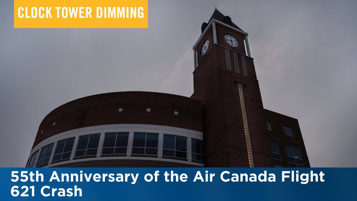 Flags at Brampton City Hall are flying at half-mast and the Clock Tower will be dimmed on July 5 to mark the 55th anniversary of the Air Canada Flight 621 crash.

Today and every day, we remember and honour the lives impacted and the first responders who rushed to the scene.
